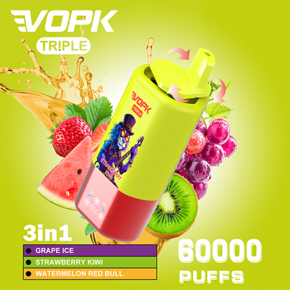 VOPK 3in1 60000 Puffs Disposable Vape Wholesale-650mAh battery, 54ml E-liquid,Multiple Nicotine 10 Flavors