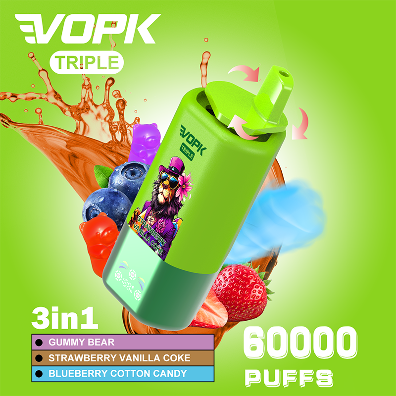 VOPK 3in1 60000 Puffs Disposable Vape Wholesale-650mAh battery, 54ml E-liquid,Multiple Nicotine 10 Flavors