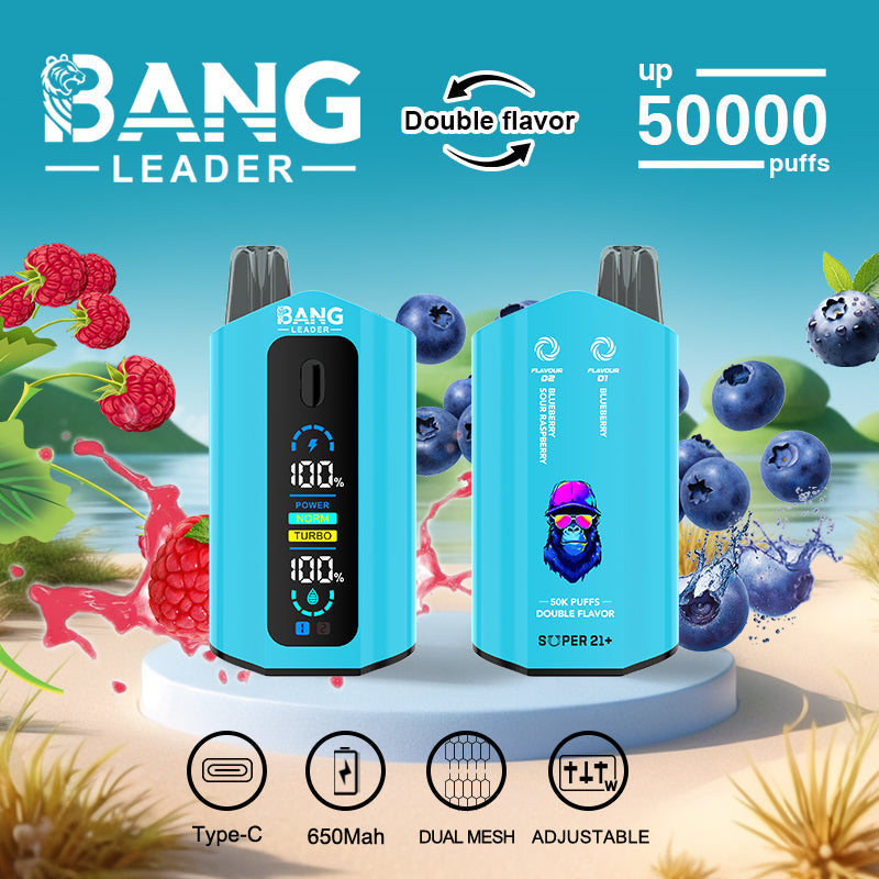 Bang Leader 50000 Disposable Vape - 50K Puffs, 36mBang Leader 50000 Puffs Disposable Vape (0% to 5% Nicotine) – Dual Pods(20mL+20mL) Unmatched Performance 650mAh battery 12 Flavors &nbsp;l E-Liquid (0-5% Nicotine) 36mL650mAh 12 Flavors