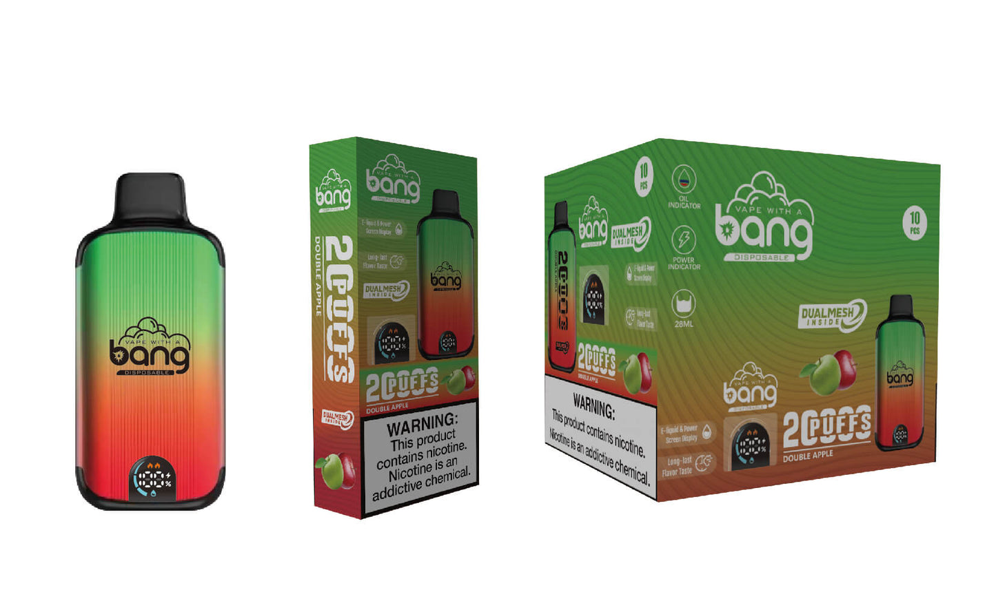 Bang 20000 Puffs Vape 20K Disposable Vape Pen E Cigarette Prefilled025ml 650mAh Disposable Vape 16 Flavors