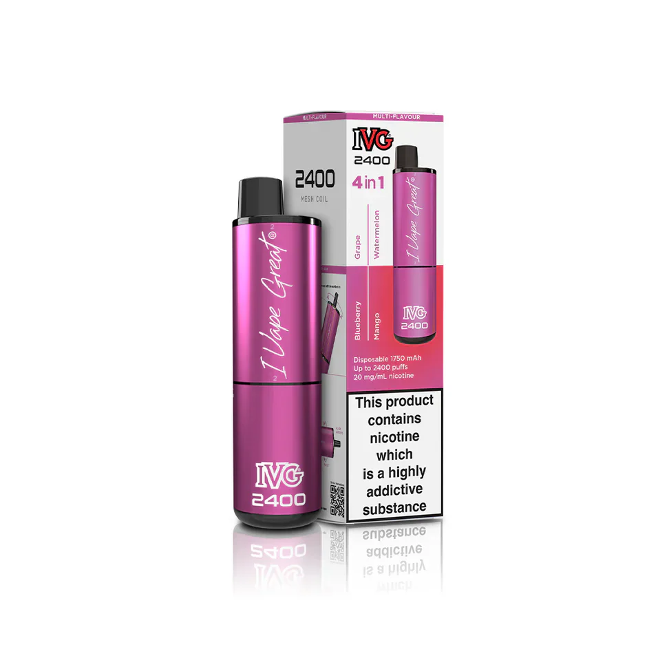 IVG 2400  MULTI FLAVOUR EDITION Disposable Vape lodging 4 x 2ml units 20 mg TPD