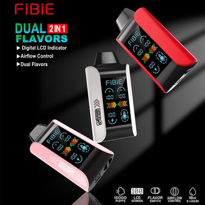 GRAPE ICE & MANGO -FIBIE 15000 PUFFS Dual Flavors Disposable Vapor Wands(15000 PUFFS)