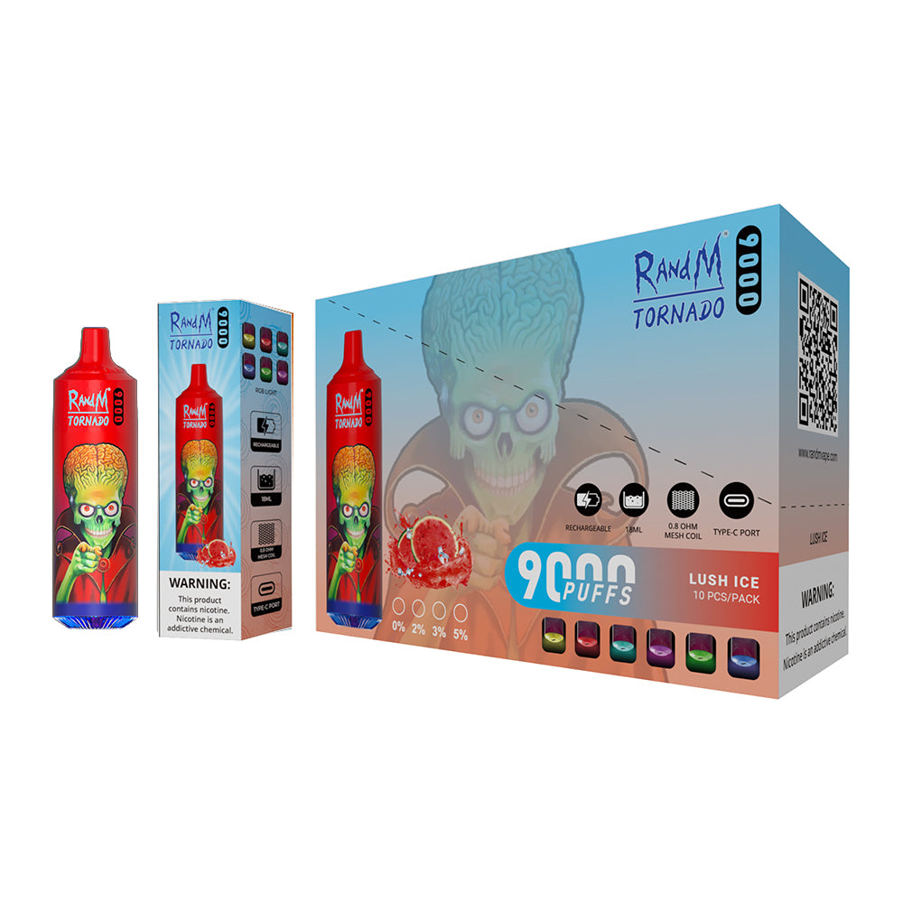 RAndM Tornado 9000 Puffs Disposable Vape Box Of 10