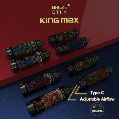 Breze Stiik Kingmax 10000 Puffs Vape Disposable Electronic Cigarettes Puff 20ml Prefilled Pod Mesh Coil Sub-ohm Adjustable Airflow