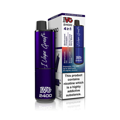 IVG 2400  MULTI FLAVOUR EDITION Disposable Vape lodging 4 x 2ml units 20 mg TPD