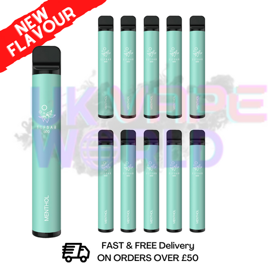 Elf Bar 600puff - Menthol Flavour Box of 10（2% Nicotine）550mah Battery capacity