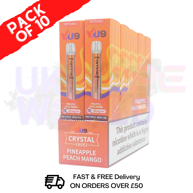 Pineapple Peach Mango Crystal Bar Puffs 600 VU9 Box Of 10