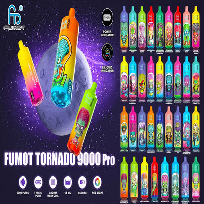 FUMOT RandM Tornado 9000 Pro | 18ml E-Juice | 9K Puffs | 48 Flavors