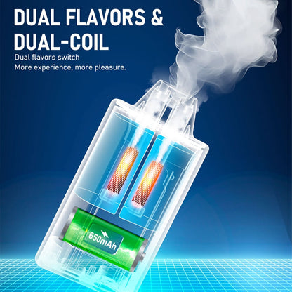 GRAPE ICE & MANGO -FIBIE 15000 PUFFS Dual Flavors Disposable Vapor Wands(15000 PUFFS)