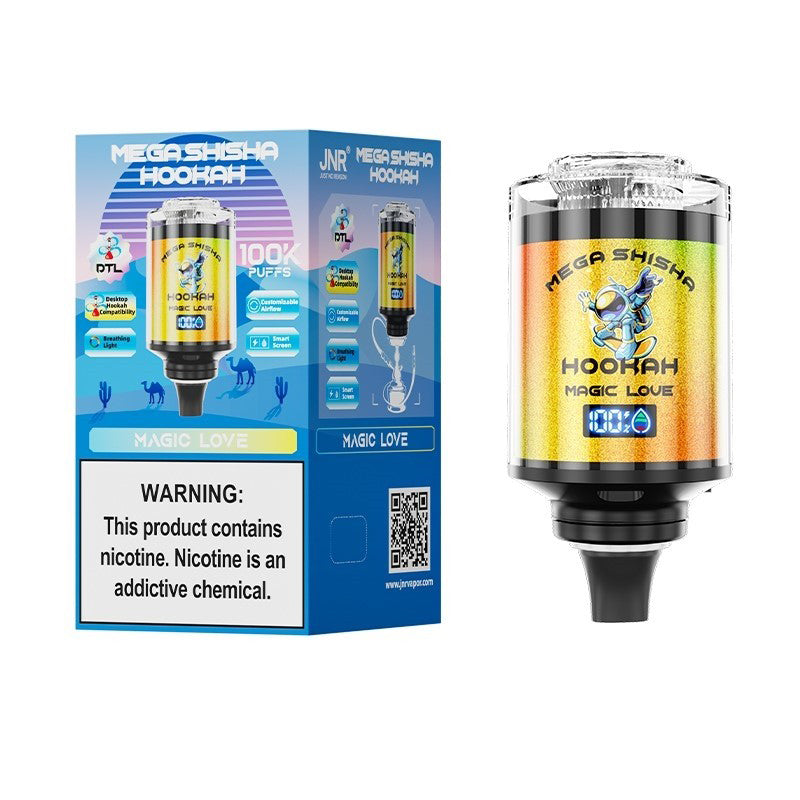 JNR Mega Shisha Hookah 100000 Puffs Disposable Vape Wholesale-2200mAh Battery, 60ml E-liquid, Multiple Nicotine 11 Flavors